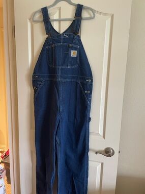 Carhartt Washed Denim Bib Overalls in Blue